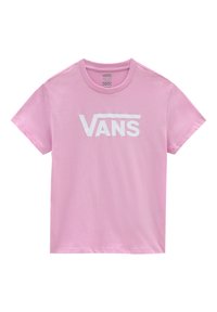 Rů�žové bavlněné tričko s výrazným bílým logem "VANS" na přední straně. Krátké rukávy a klasický design kulatého výstřihu.
