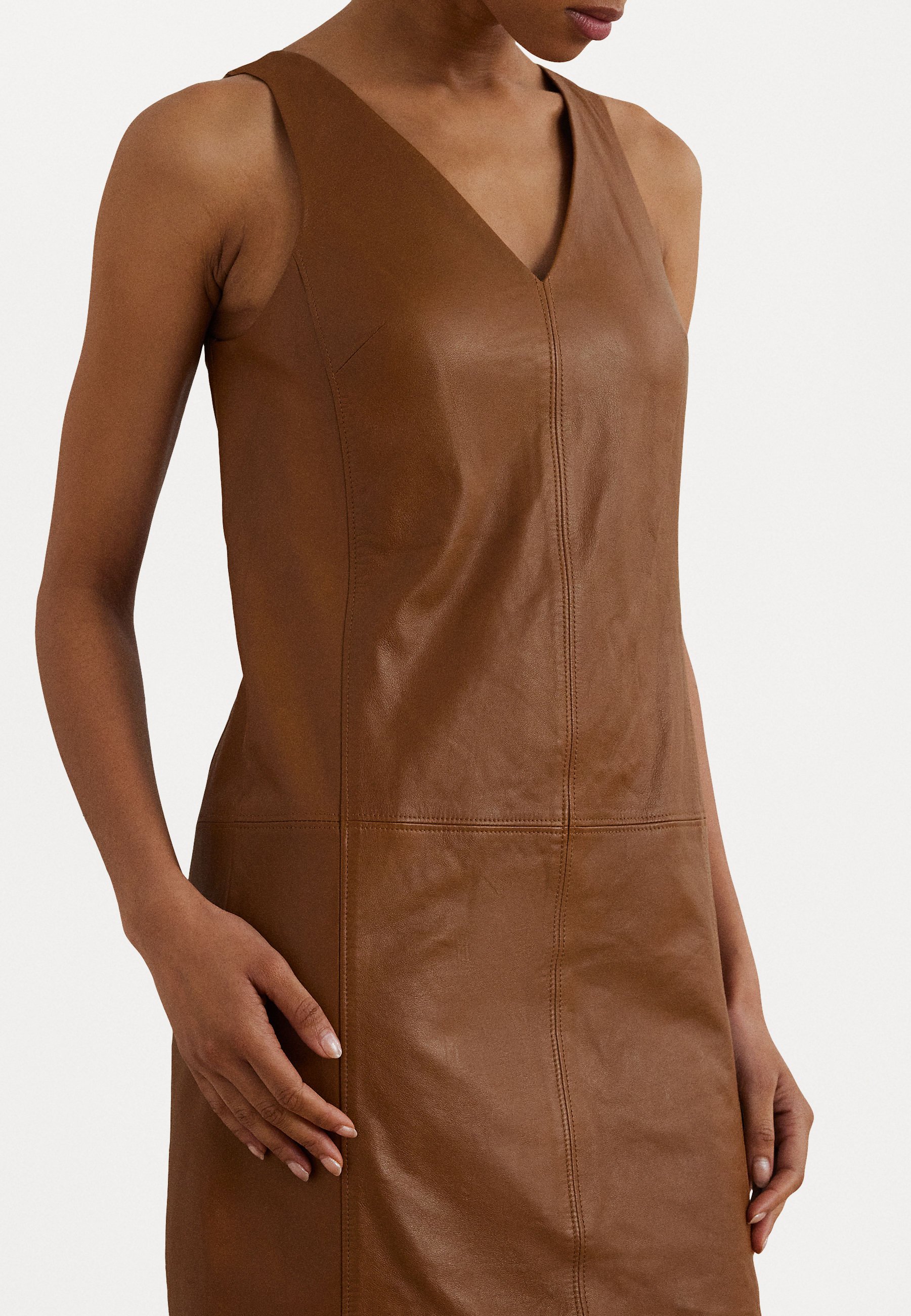 【Lauren Ralph Lauren】Lambskin Sleeveless Shift Dress Lambskin Sleeveless Shift Dress