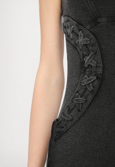 Feng Chen Wang WASHED LACE UP DERSS - Φόρεμα από ζέρσεϊ - grey