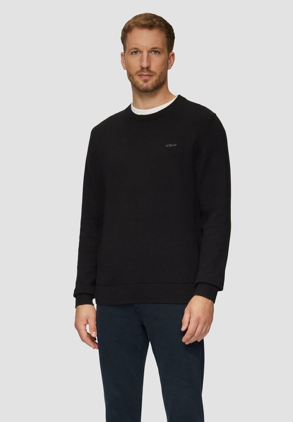 MIT LOGO-STICKEREI - Strickpullover - schwarz