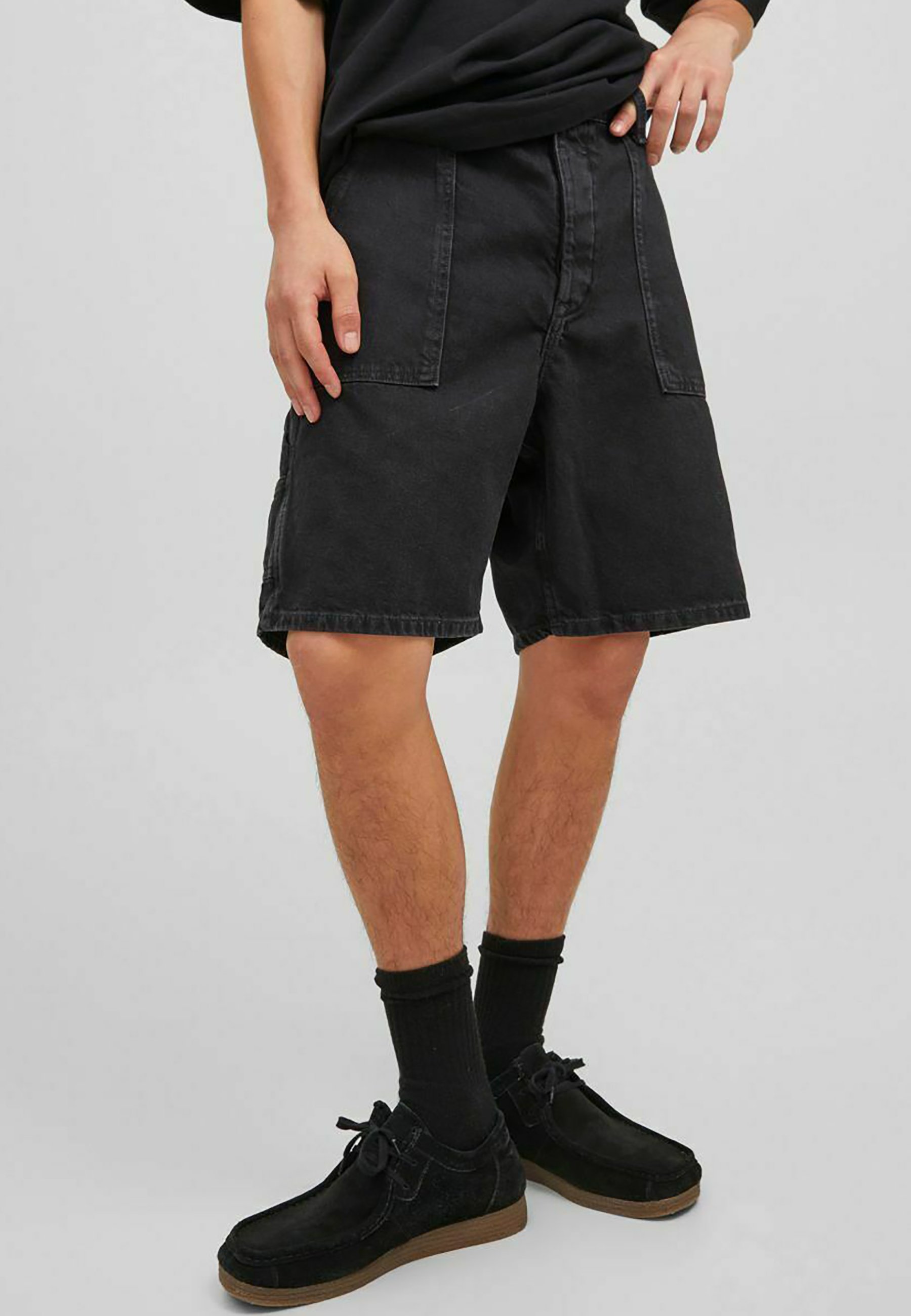 UTILITY CJ - Denim shorts - black denim 