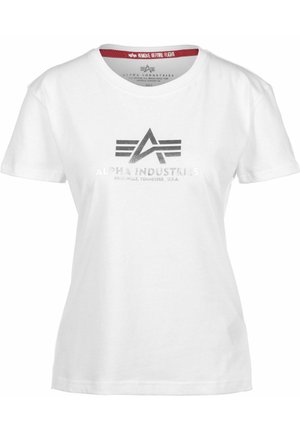 Alpha Industries NEW FOIL  - Print T-shirt - white/metalsilver