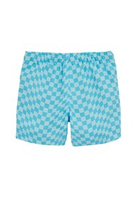Plavkové šortky v světle modré barvě s kostkovaným vzorem. Mají elastický pas a lehkou, voděodpudivou látku.
