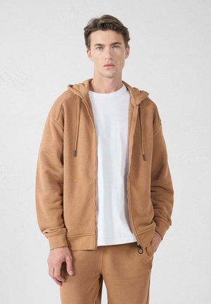 Felpa con zip - brown