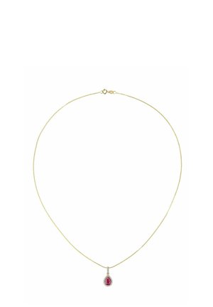 RUBY AND DIAMOND TEARDROP  - Kaelakee - yellow gold