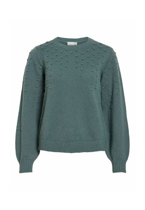 VILA, KNITTED PULLOVER VITULI ROUND NECK - Džemper - balsam green