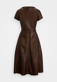 Lauren Ralph Lauren Petite LAMBSKIN FIT AND FLARE DRESS - Denné šaty - dark mahogany