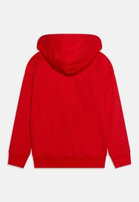 Rode hooded sweatshirt van een katoenmix. Kenmerkt zich door een volledig ontwerp op de achterkant, lange mouwen en ribgebreide manchetten en zoom.