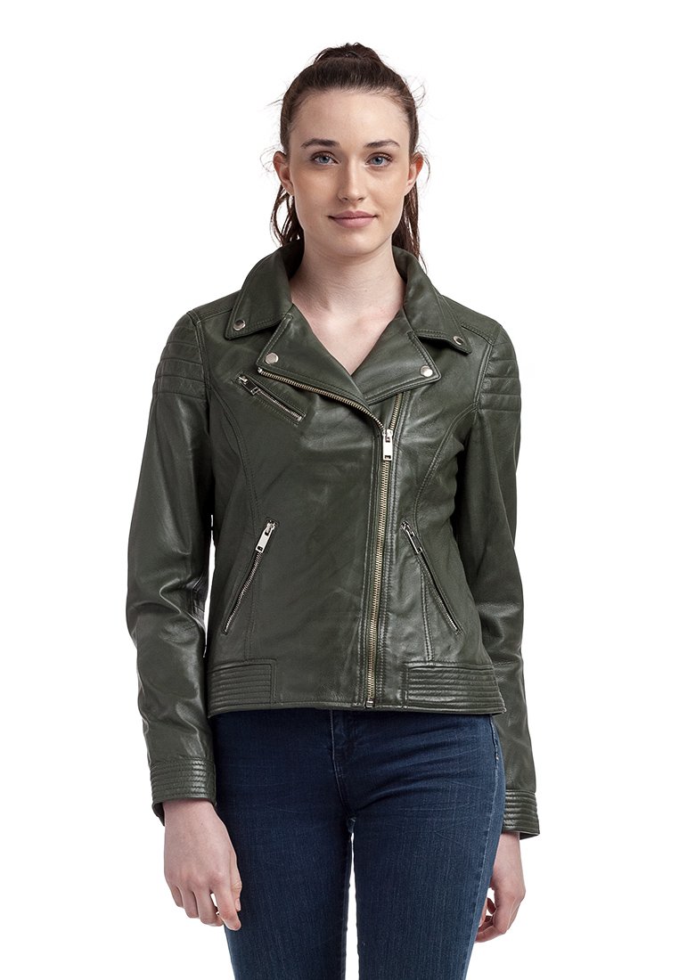 Le Temps Des Cerises Leren jas kaki Le Temps Des Cerises Leren jas kaki