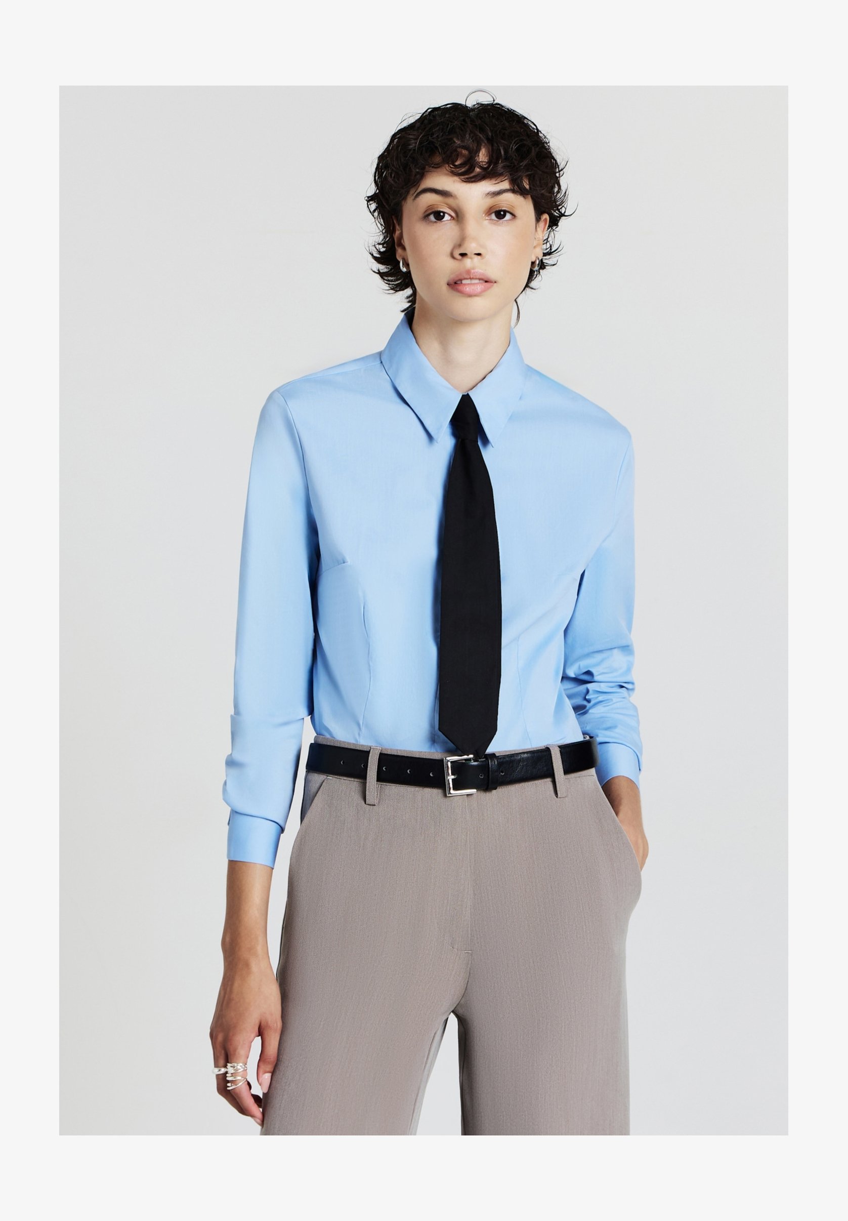 Cromoncent Set Camicia E Cravatta Uomo – Maniche Lunghe, Misto Cotone, Con Pochette, Azzurro, X-Large