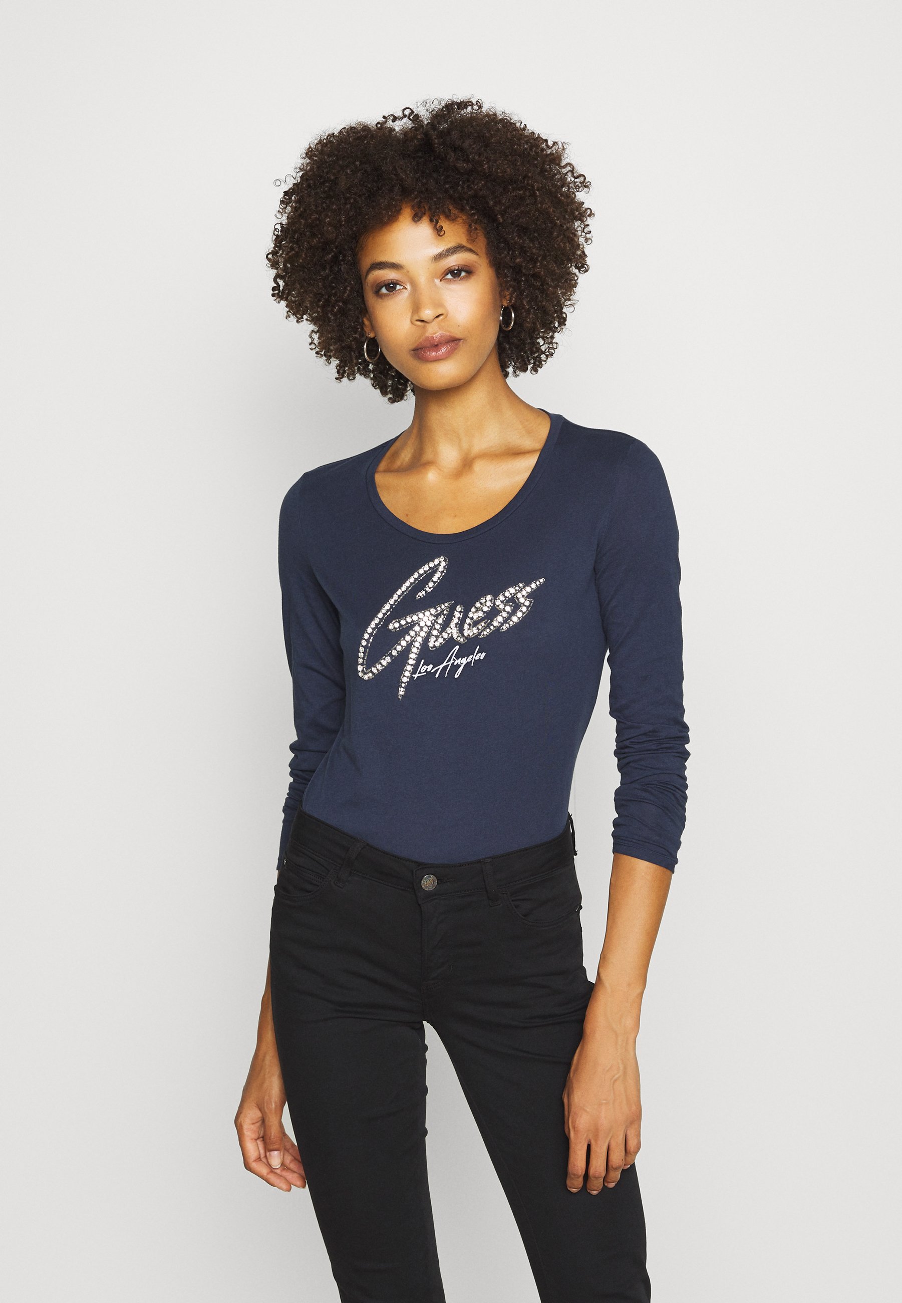 Guess CAMILLA Topper langermet blue navy Zalando.no Guess ICON TEE - Topper langermet - blue navy