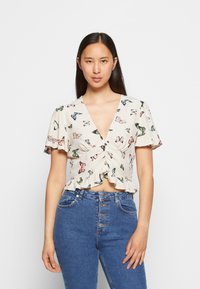 NA-KD FRONT ROUCHING FRILL - T-shirt estampada - multi-coloured
