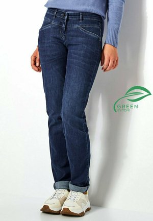 MIT NIETEN AN DER GÜRTELSCHLAUFE - Slim fit jeans - mid blue used