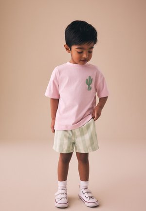 Next, REGULAR FIT - SHORT SLEEVE SET - Šortky - light pink mint stripe