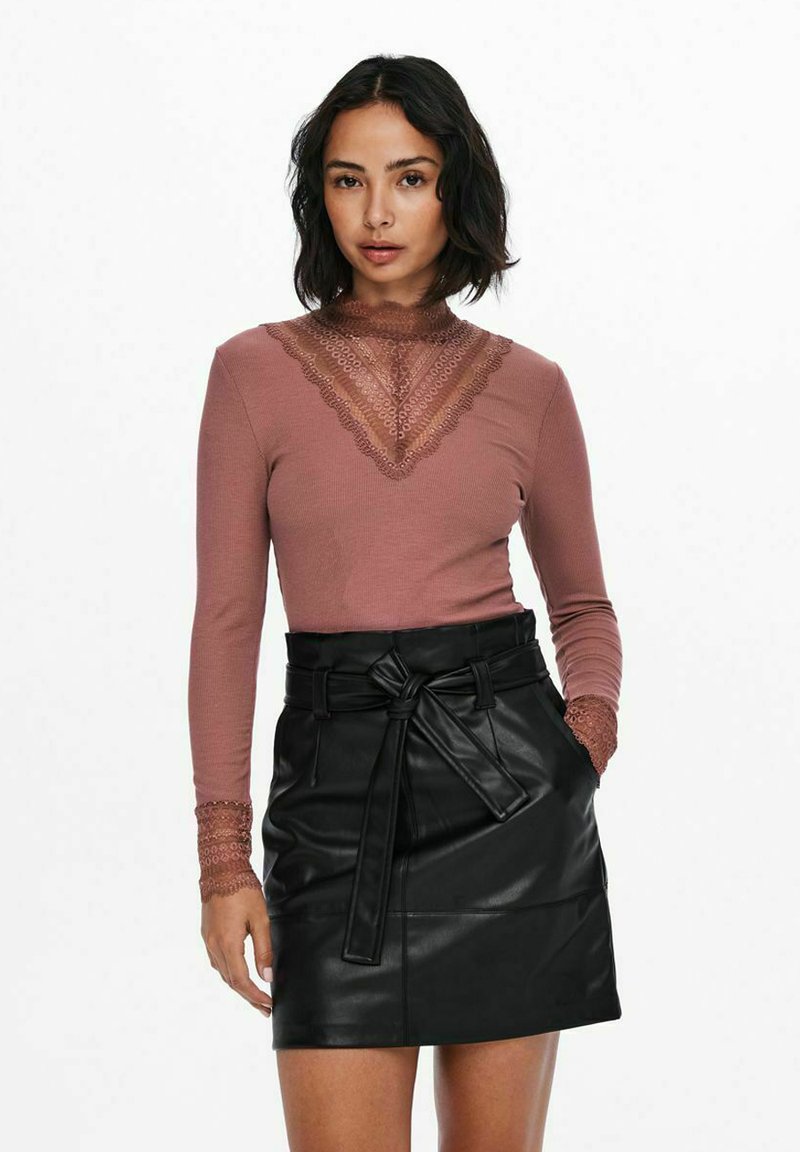 ONLY ONLTILDE HIGH NECK - Langærmet T-shirt - rose brown