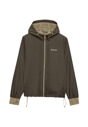 Bench, BENCH X SUPERDRY &AMP; CO BENCH HOODED SHELL ZIP JACKET - Giacca leggera - black olive  dune