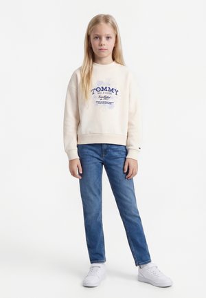 Tommy Hilfiger FLOCK LOGO TERRY CREW NECK SWEATSHIRT - Pusa - ancient white