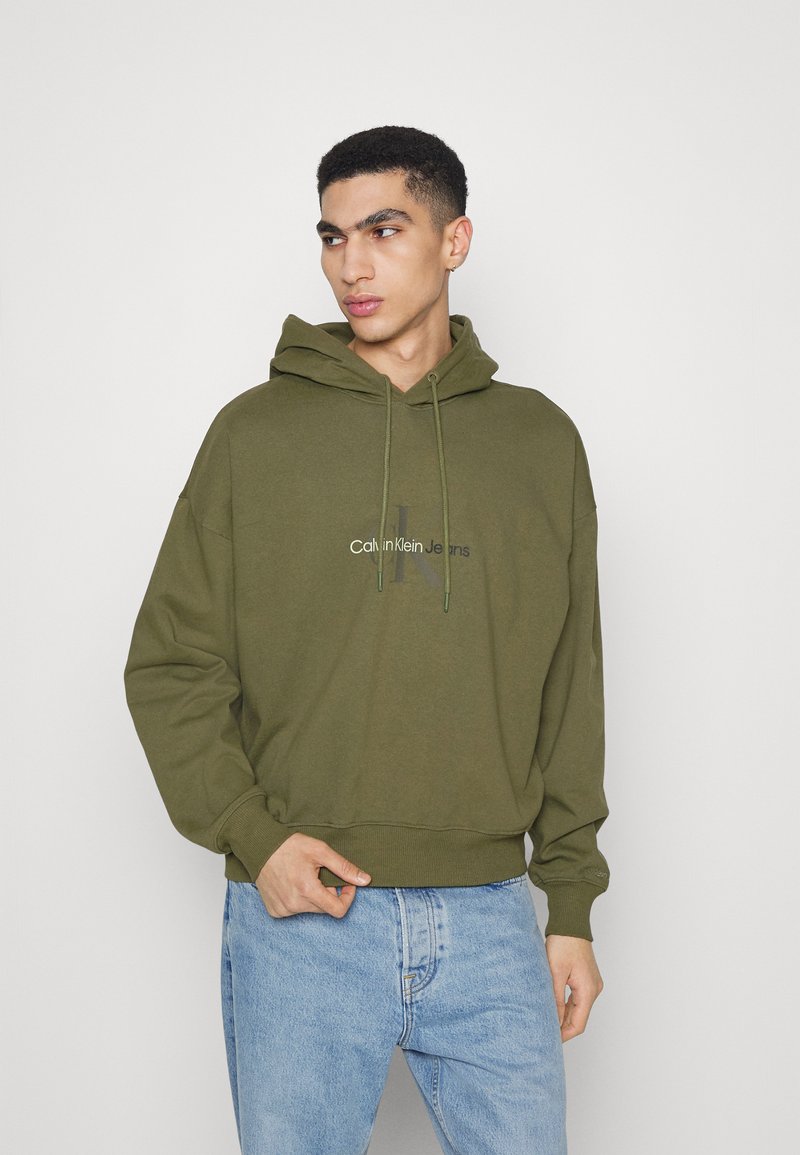 Calvin Klein Jeans NATURAL WASHED - Hoodie - burnt olive/oliven ...