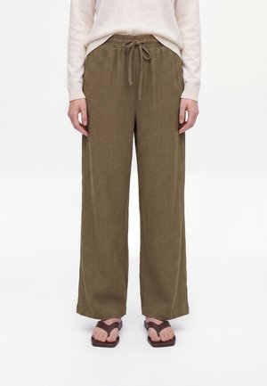 New Look, TEXTURED WIDE LEG - Pantalones - olive