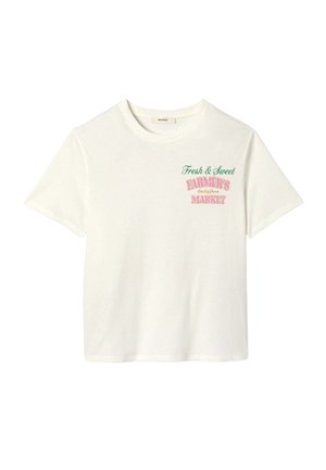 Promod, T-SHIRT À MESSAGE PAILLETÉ - T-shirt imprimé - imprimé écru