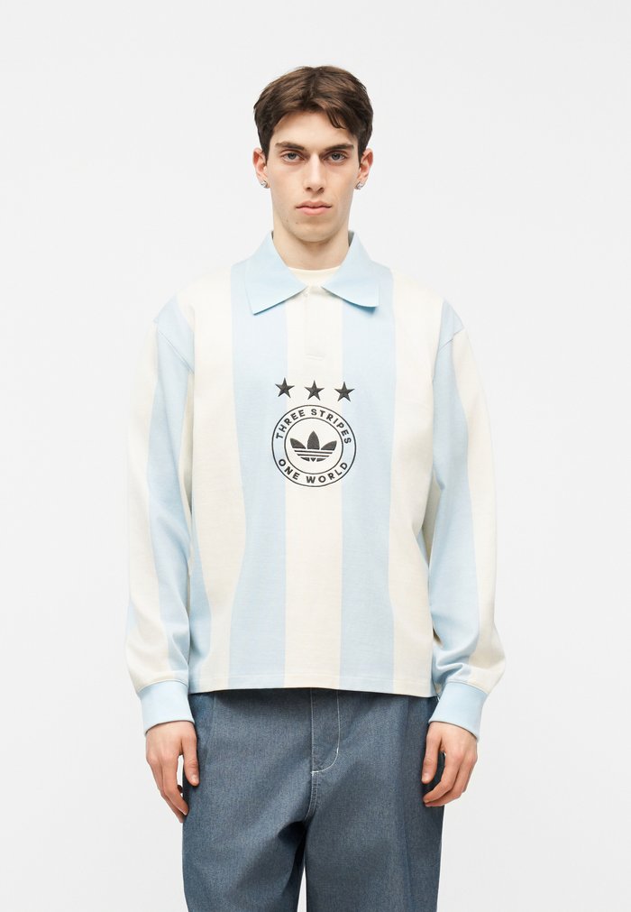 adidas STRIPED - Long sleeved top - ice blue/cream white