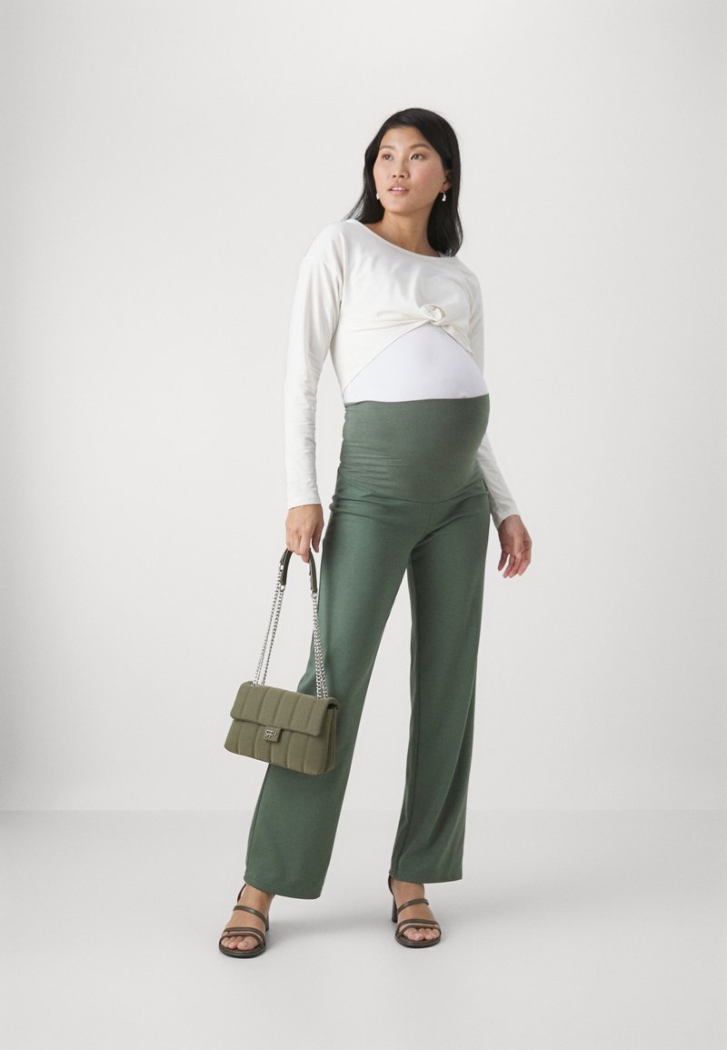 Even&Odd Maternity - 2 PACK - Langærmet T-shirt - dark green/off-white, Forstør