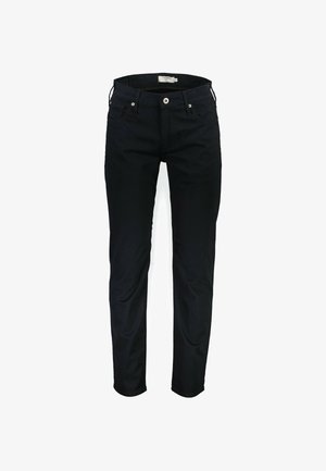 Tummansiniset farkut slim fit -mallissa, joissa on viisi taskua, vetoketjusuljenta ja yksi nappikiinnitys. Valmistettu denimistä, joka on sileäpintainen.