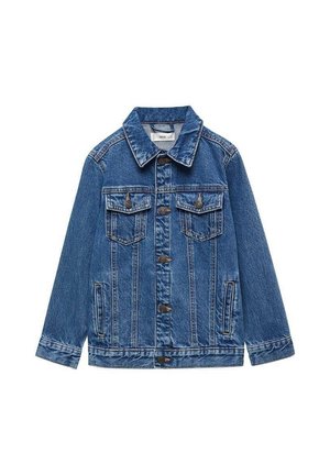 Spijkerjasje in mediumblauw met een klassieke kraag, twee borstzakken en knoopsluitingen. Opvallende stikdetails en een ontspannen pasvorm.