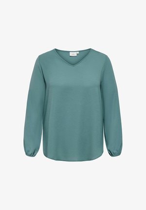ONLY Carmakoma, CARVICA L/S V-NECK TOP WVN NOOS - Bluse - north atlantic