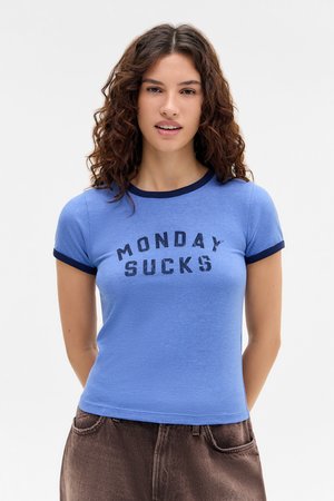 MONDAY SUCKS BABY - T-shirt estampada - blue