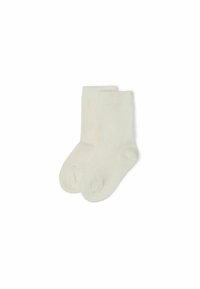 Socken aus einem Baumwoll-Mix in einem sanften Off-White. Rippendesign mit verstärkten Bündchen und abgerundeter Zehenpartie. Glatte Textur, geeignet für den Freizeitgebrauch.