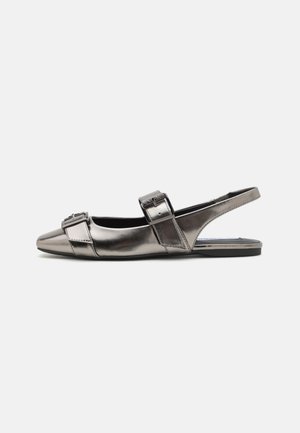 KONNIE DOUBLE BUCKLE SLING - Ballerina med hælstøtte - silver