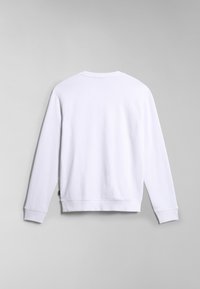 Hvid sweatshirt med lange ærmer, ribbede manchetter og rund halsudskæring. Blødt bomuldsblandingsstof med en enkel, glat tekstur.