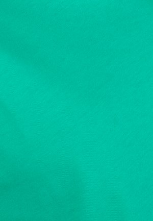 Effen petrolkleurige stof met een subtiel diagonaal breipatroon en lichte textuurvariaties over het oppervlak.