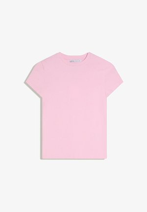 Bershka, SHORT SLEEVES WITH A ROUND NECK - T-SHIRT 02666152 - T-shirt basique - neon pink