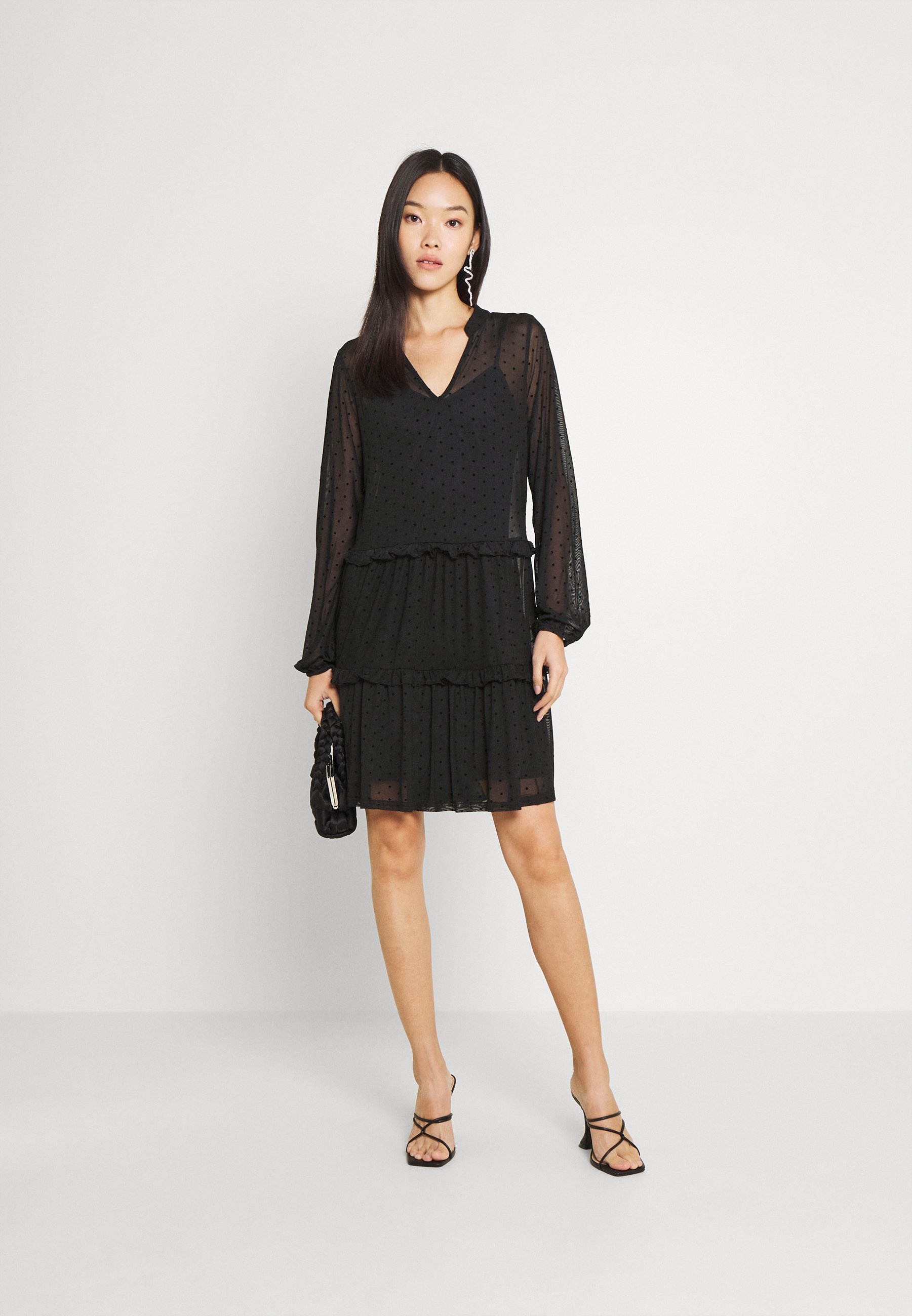 Even\u0026Odd MESH VOLANT MINI DRESS - Abito a camicia - black/nero - Zalando.it