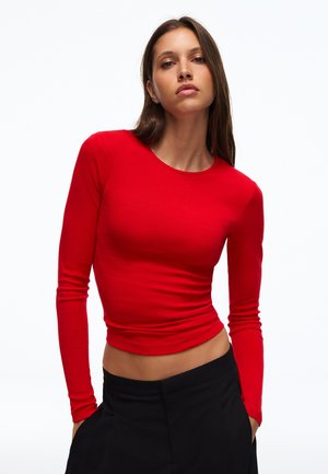 Bershka, LONG SLEEVE ROUND NECK - T-SHIRT - T-shirt à manches longues - red