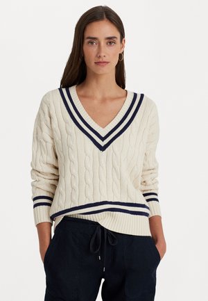 Lauren Ralph Lauren TEDURPH LONG SLEEVE - Džemperis - mascarpone cream/refined navy