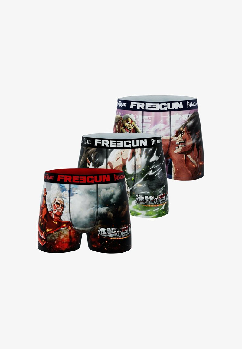 Boxers pour hommes avec des imprimés vibrants inspirés de "L'Attaque des Titans". Fabriqués en tissu extensible avec une taille confortable, mettant en avant des designs de personnages dynamiques.