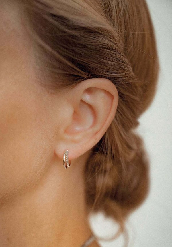 BEADED DOUBLE HOOPS - Ohrringe - silberfarben