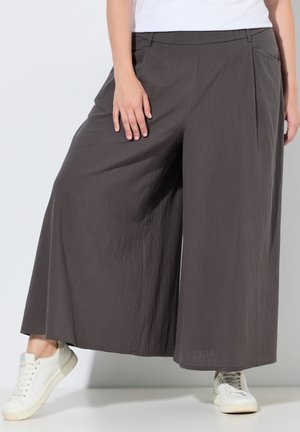 FLOWING WIDE LEG CROP - Broek - dark grey