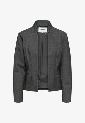 Tumedat halli kalasaba mustriga kohandatud jakk sälguga krae, lahtise eesosa, pikkade varrukatega ja küljetaskutega, sisemuseta.