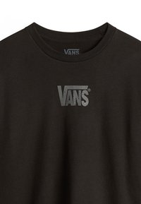 Schwarzes Baumwoll-T-Shirt mit Rundhalsausschnitt und weichem Material, mit einem grauen VANS-Logo, das auf der Brust aufgedruckt ist. Leicht und lässig im Stil.