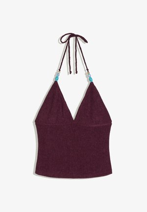 Bershka, RUSTIC HALTER TOP - Débardeur - mauve