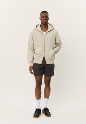 BRETT WASHED ZIPPER HOOD - Sweat zippé - light sand