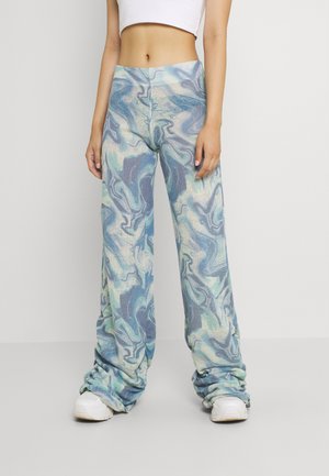 RUCHED JOGGER MARBLE - Träningsbyxor - blue mix