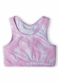 Rosa tie-dye sportbh med rund halsringning, breda axelband och rynkad detalj framtill. Tillverkad av textil med stretch för komfort.