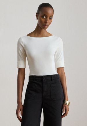 Lauren Ralph Lauren Petite, STRETCH COTTON BOATNECK TEE - T-shirt basic - white