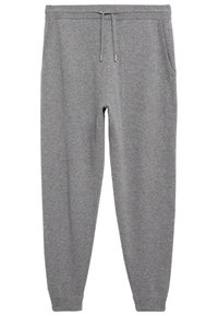 Grijze joggingbroek gemaakt van zachte stof, met een elastische tailleband met drawstring, zijzakken en stijlvolle geribbelde enkelboorden.