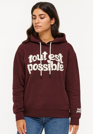 MIT STICKEREI - Kapuzenpullover - rot